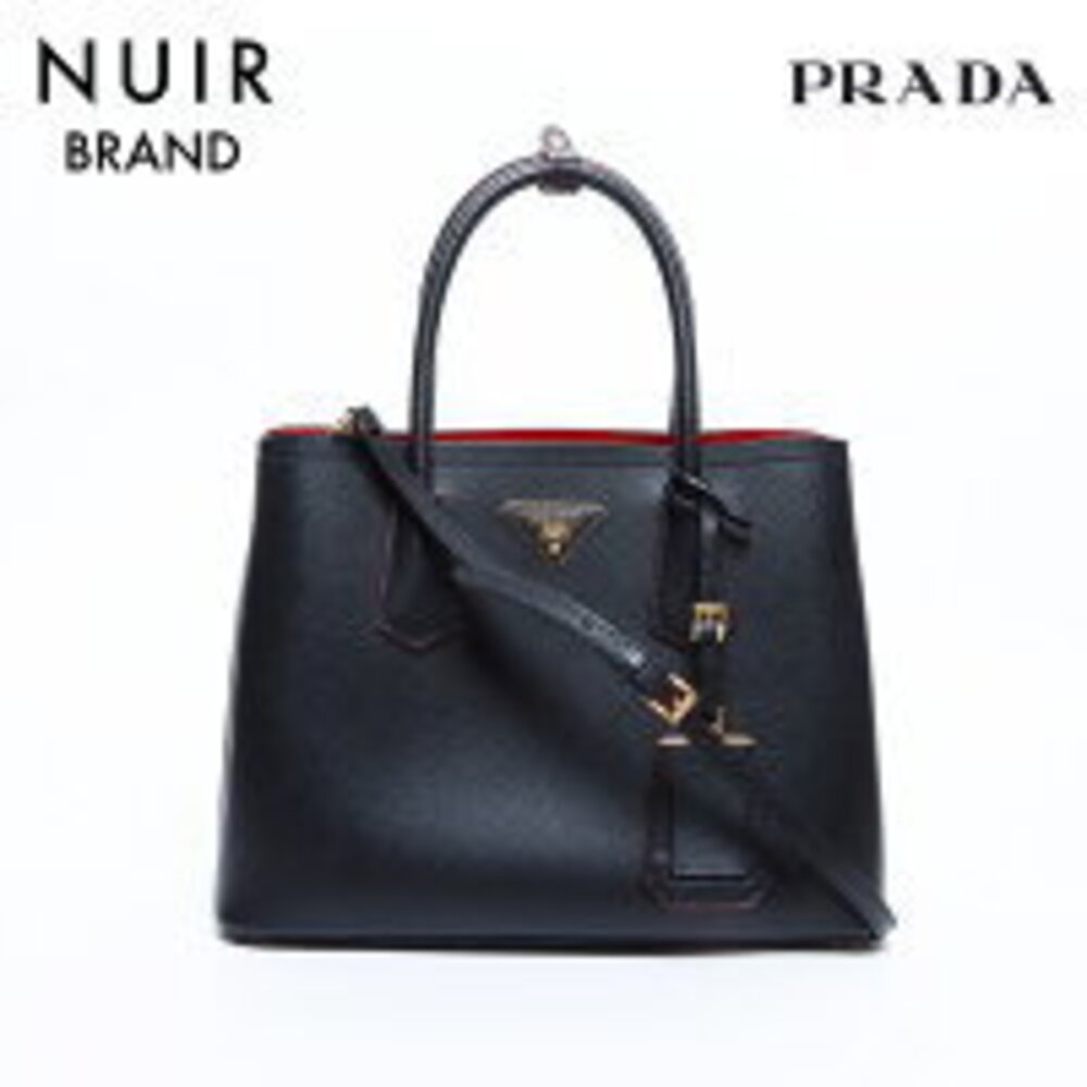 Prada Double Saffiano leather Shoulder bag black - Picture 1 of 13